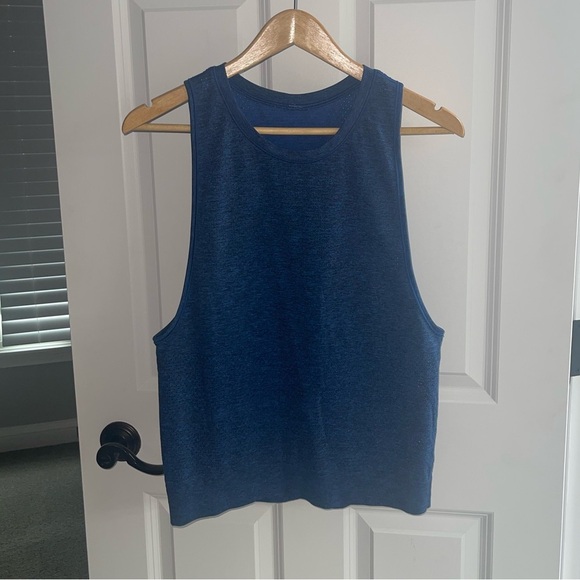 Lululemon Breeze By Muscle Tank Cerulean Blue Black 2016 Style: W1ADSS $58 Sz 6 - Picture 2 of 6